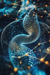 Poster - Abstract Digital Network Visualization of Colorful Swirling Patterns Representing Connection and Data