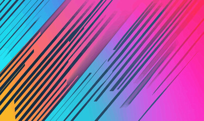 Poster - Vibrant Neon Striped Banner with Digital Chat Technology Theme in Minimalist Vector