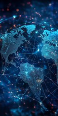 Poster - A stunning abstract representation of the globe featuring intricate connections and vibrant lights, symbolizing global communication and technological advancement.