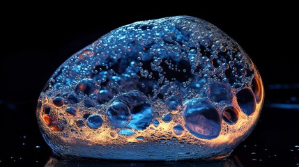 Poster - Maintaining hydrogen (H2) as a fuel: Innovative water-based fuel cells for future ecological balance, energy sustainability, preservation. H2 molecules liquid bubbles, 8k 