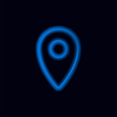 Poster - Neon blue location marker pin icon with a glowing appearance, symbolizing position or place.