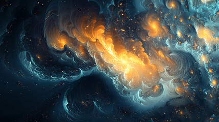 Wall Mural - infinite space with numerous stars and dark blue background, heavenly, galaxy, boundless. boundless 