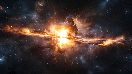 Wall Mural - symmetrical cosmic explosion of galactic proportion illuminating the boundless universe. boundless -