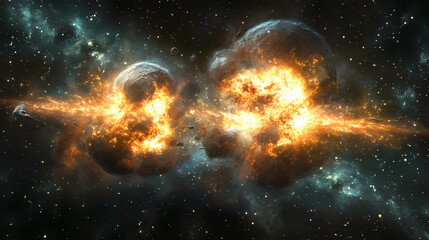 Wall Mural - symmetrical cosmic explosion of galactic proportion illuminating the boundless universe. boundless -