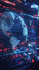 Poster - a stunning digital representation of a globe featuring high-tech elements, showcasing global data co