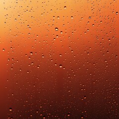 Poster - Close up of a wet orange background with many drops of water. The water droplets are scattered all over the background