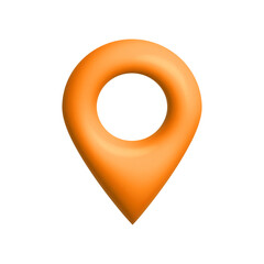 Poster - A bright orange location pin featuring a smooth design with a central hollow circle.