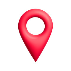 Poster - Red map pin icon with an open center, commonly used for marking locations in digital maps and apps.