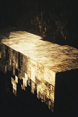 Poster - a large, golden object is reflected in the water. the image has a surreal, dreamlike quality to it