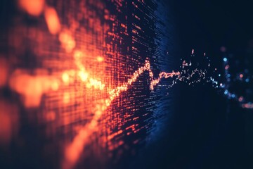 Poster - abstract digital visualization of data streams and signal waves