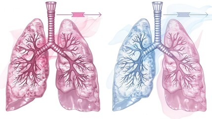 Poster - Comparison of smokers lungs and healthy lungs with clear detailing for educational purposes