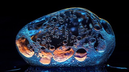 Poster - Maintaining hydrogen (H2) as a fuel: Innovative water-based fuel cells for future ecological balance, energy sustainability, preservation. H2 molecules liquid bubbles, 8k 