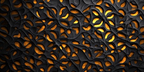Textured wall with illuminated golden crevices for unique backdrop