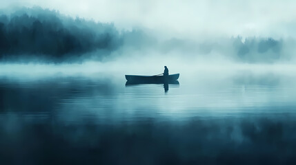 Wall Mural - misty dark blue watercolor background with soft textures and minimalistic design, high-resolution hy