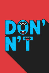 Poster - Bold vector graphic illustration with playful typography in bright red and blue colors with fun expressions