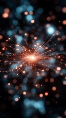 Wall Mural - Radiant bursts of energy create a mesmerizing display of light and color in a cosmic dance of particles at the edge of a nebula