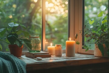 Poster - Mindfulness and self-care concept with a cozy setup, 8k Resolution