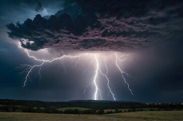Wall Mural - storm.heavy rain with thunder and lightning.