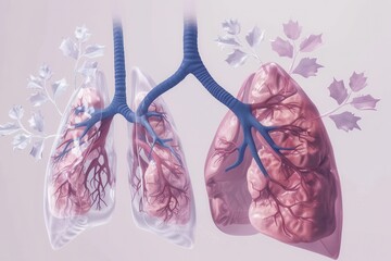 Fototapete - Detailed comparison of smokers lungs and healthy lungs illustrating the effects of smoking on respiratory health