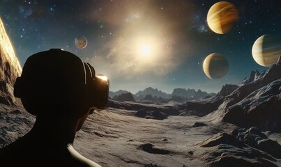 Wall Mural - virtual reality experience of animated planets and galaxies for astronomy learning