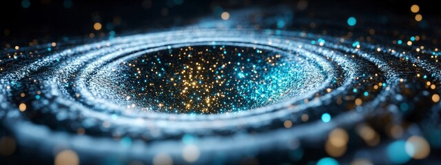 Poster - Glowing Cosmic Swirl Blue and Gold Particle Energy in Dark Space