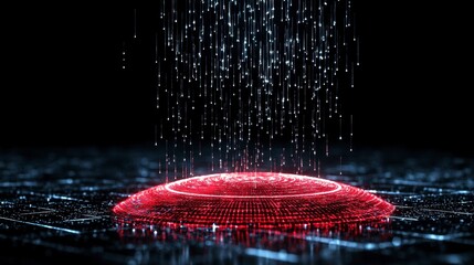 Poster - Abstract Red Glowing Circle with Falling Light Particles