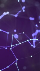 Poster - A glowing network of interconnected purple nodes and lines forming a futuristic digital web, symbolizing artificial intelligence, data, and technology