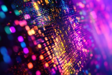 Poster - Colorful abstract digital design showcasing vibrant light patterns and pixel effects