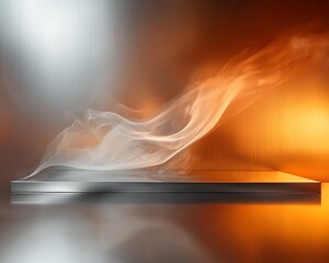 Poster - Abstract Metallic Platform with Ethereal Smoke