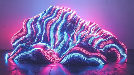 Poster - Abstract Neon Wave Form 3D Rendering