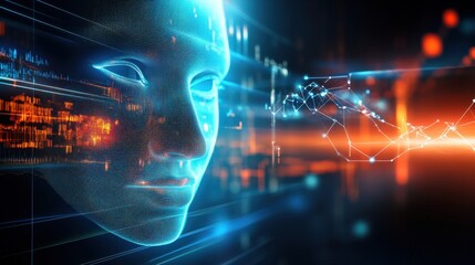 Poster - Artificial intelligence revolution digital space graphic art futuristic environment close-up viewpoint technology concept