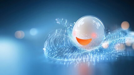 Aufkleber - dynamic orb of joy digital space 3d rendering futuristic environment close-up view animation concept