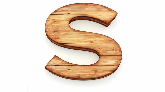 Wooden Letter S: 3D Render