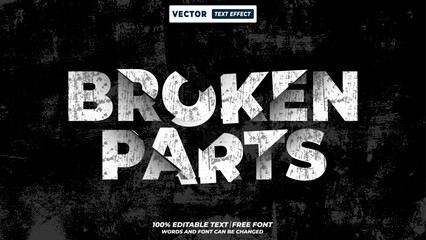 Poster - Broken parts creative modern paper cut-out 3d editable vector text style template