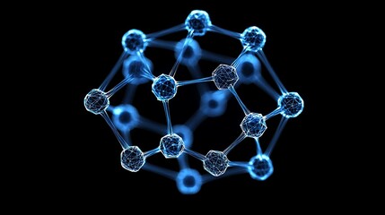 Poster - Blue Molecular Structure Network Digital Rendering
