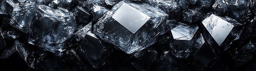 Poster - Dark Crystalline Structures Close Up Abstract Background