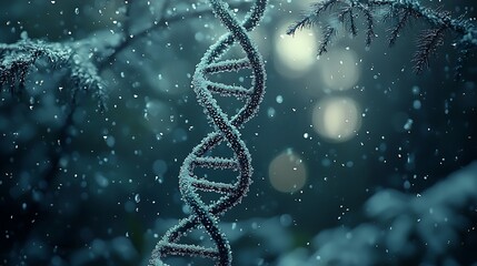 Poster - Frosted DNA Helix in Winter Scene