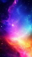Wall Mural - Vibrant cosmic nebula with swirling color and stars, representing the beauty of the universe
