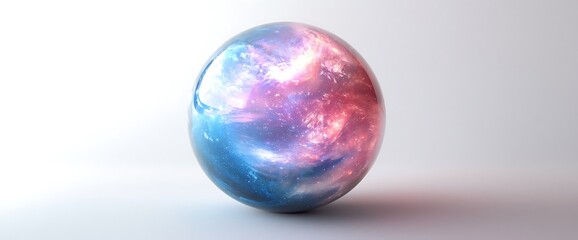 Aufkleber - Luminous Blue Pink Cosmic Sphere Digital Art