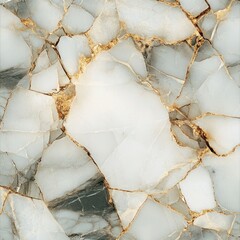 Poster - White and gold cracked marble texture.
