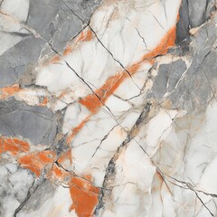 Poster - White and grey marble texture with orange veins.