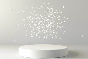 Poster - White cubes floating above a white platform.