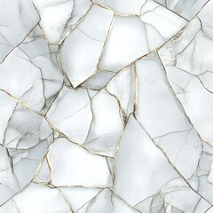 Poster - White marble texture with gold cracks, seamless pattern.