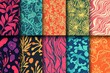 © Harry - Vibrant Floral Seamless Patterns Set Bold Colorful Artistic Botanical Design Textile Prints Backgrounds Modern Trendy Repeat Texture Fabrics