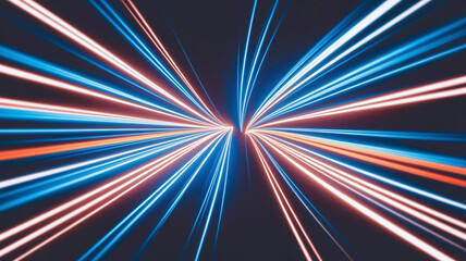 Poster - Blue Light Rays and Stripes Intertwined With Dynamic Speed Lines Against a Deep Dark Blue Backdrop