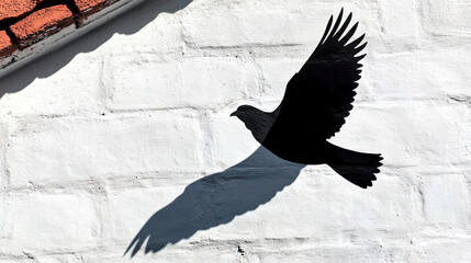 Aufkleber - Creative Shadow Art Features a Chicken Wing Casting a Silhouette of a Soaring Bird Above a Wall