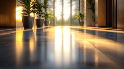 Poster - Sunlit Modern Interior with Polished Floor