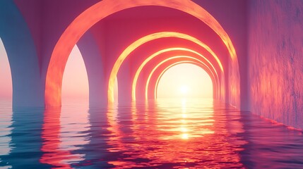 Poster - Surreal Sunset Arches Water Reflection