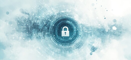 Aufkleber - Abstract Digital Background with Locked Padlock Symbolizing Cybersecurity in Modern Technology, Data Protection, and Privacy Concepts