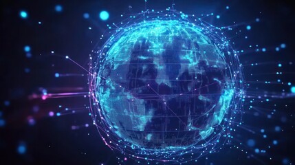 Poster - Digital globe surrounded by glowing connections and data streams